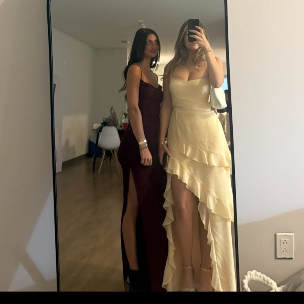 Yellow Ruffle Strapless Gown
